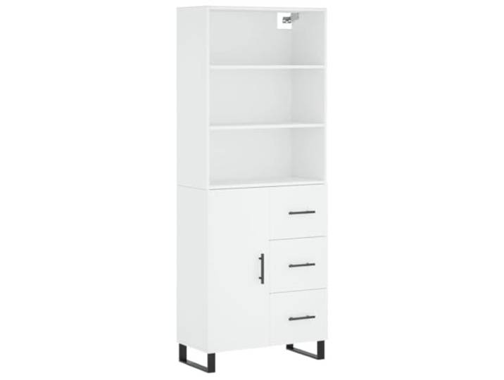 HGFDVCMR Highboard Weiß 69,5x34x180 cm Kommode mit Türen Holzwerkstoff Stilvoller Mehrzweckschrank mit stabilen Eisenbeinen und viel Stauraum hinter den Türen für Wohnzimmer und Flur.