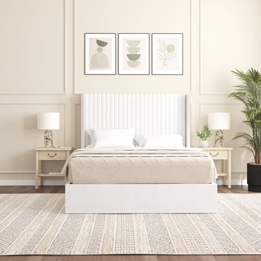 Canora Grey Barkat Upholstered Ottoman Storage Bed White Double (4'6)