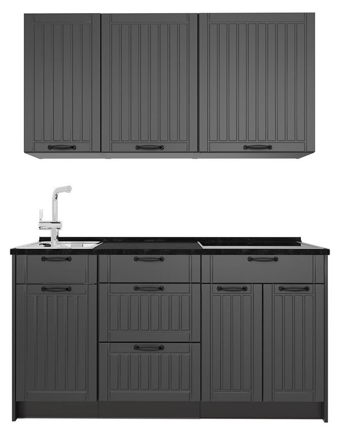 Vicco Fame-Line Keuken voor één persoon, Donkergrijs/Antraciet, 150 cm