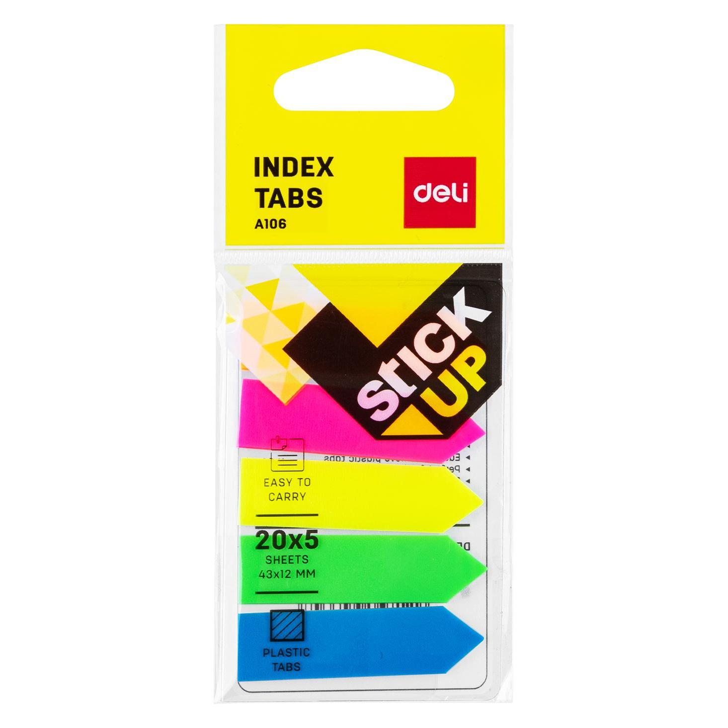 Boxer DELI Haftnotizen Index PP Stick Up 5x1,2 cm 100 St. farbig (50 x 12 mm) (D338199)