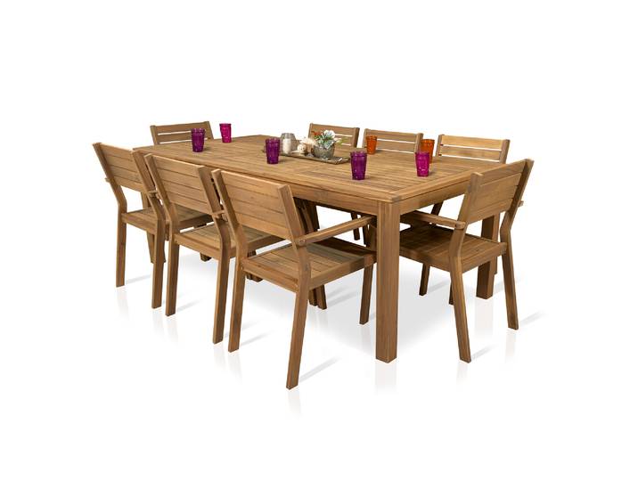MUNECA Gartenset 9-teilig, Material Massivholz, Akazie geölt