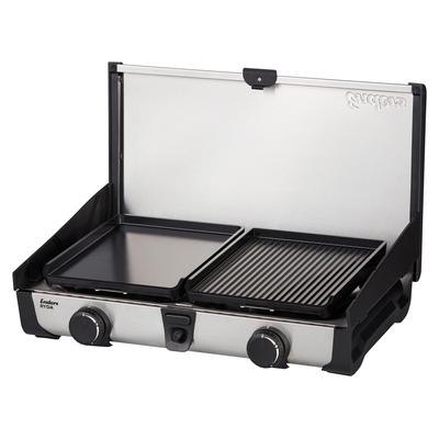Gaskocher ENDERS "Ryda 2Z GP", schwarz (silberfarben, schwarz), B:32cm H:9,5cm L:52cm, Edelstahl, Kunststoff, Gaskocher, Campingkocher mit 2 leistungsstarken Brennern
