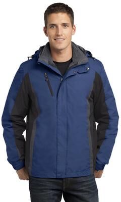 Port Authority J321 Colorblock 3-in-1 Jacket in Admiral Blue/Black/Magnet size Small   Fleece