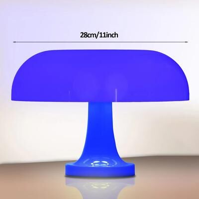 Inspired Finds Classic Mushroom Table Lamp Modern Bauhaus Bedside Light & Danish Designer Decorative Lamp blue 28cm 11.02in type c Charging