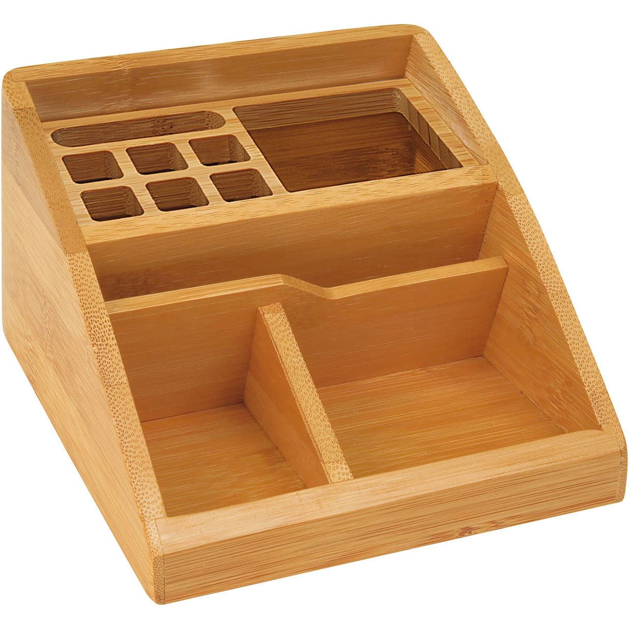 WEDO Schreibtisch-Organizer Bambus braun Bambus 4 Fächer 12,3 x 15,4 x 9,0 cm