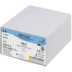 MOPYLEN DSM 18 5/0=1 blau monofil, Nahtmaterial Fadenlänge 45 cm (36 Stck.)