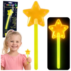 Leuchtstern-Zauberstab, 22 cm, Neon, im Dunkeln leuchtend