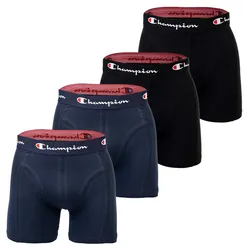 Champion Herren Boxershorts, 4er Pack - Baumwolle, Logobund, einfarbig Blau/Schwarz / L