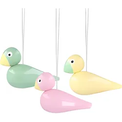 Holzdekoration Easter Birds gelb-grün-rosa, 3 St.
