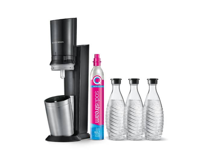 SODASTREAM Wassersprudler Crystal CQC Mega Pack Schwarz , schwarz, B:38,1cm T:19,1cm, Wassersprudler, Wassersprudler