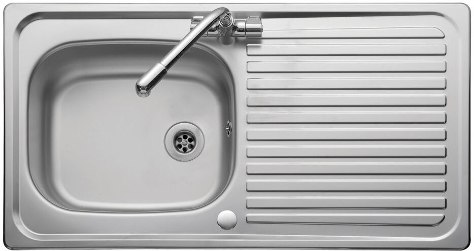 Leisure Linear 950 x 508mm stainless steel inset sink with 1 bowl and reversible drainer Stainless Steel 950mm L