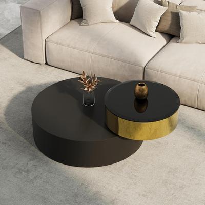 Unbranded Luxury Round Coffee Table with 2 Tier Rotatable Top Circle Coffee Table with 360° Swivel Top for Living Room Apartment