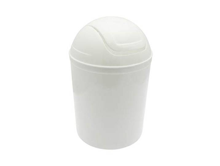 ADOB Abfalleimer mit Schwingdeckel Abfallbehälter 5,5 Liter Kunststoff, Farbe WEISS, 90302