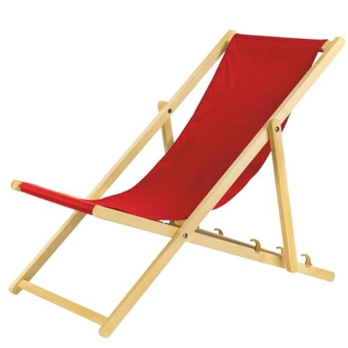 BAS Inklapbare houten ligstoel met ademende bekleding, rood