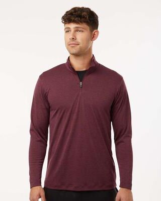 AllPro 4HM700 Athletic Men's Pro-Lock Performance Mélange Quarter-Zip Pullover Top in Maroon Melange size 3XL   Polyester