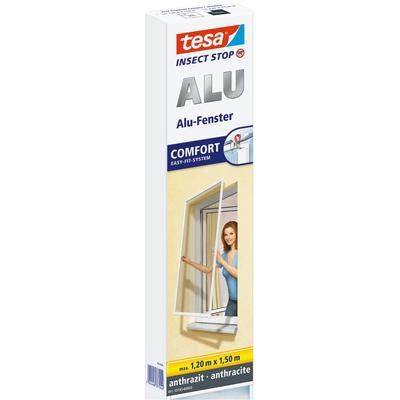 Insektenschutz-Fensterrahmen TESA "Aluminium Rahmen Fliegengitter - 120 x 150cm", schwarz (rahmen: anthrazit gewebe: schwarz), B:120cm H:150cm, Insektenschutzgitter, Insektenschutz - ohne Bohren