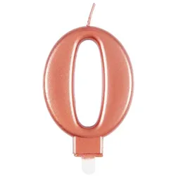 Roségold Metallic Kerze Zahl 0