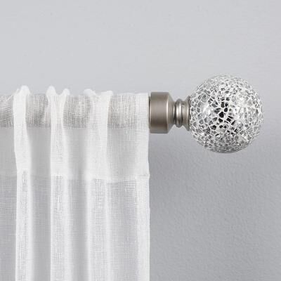 ATI Home White Mosaic 1"" Adjustable Curtain Rod and Finial Set"