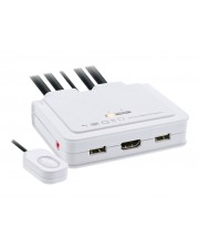 InLine KVM Switch 2-fach USB-C + HDMI zu 4K mit Audio integr. Kabel (62614I)