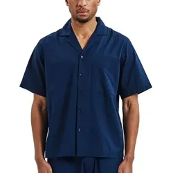 Bread and Boxers Woven Shirt Marine Ökologische Baumwolle Small Herren