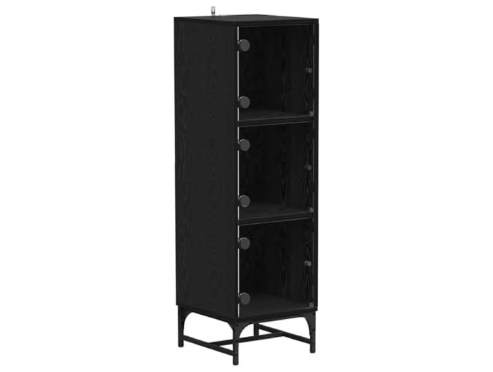 GFMGUEMV Sideboard Schwarz Eichen-Optik 35 x 37 x 117 cm Holzwerkstoff Moderner Stauraum, pflegeleichte Oberfläche, robuste Konstruktion, vielseitig einsetzbar, klare Linien
