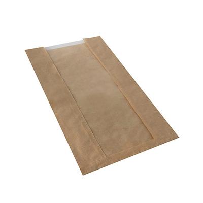 2000x Sichtstreifenbeutel mit PLA-Fenster `pure` 38 x 20 cm braun Kraftpapier