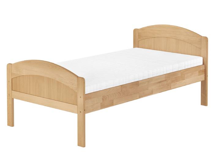 Hohes Seniorenbett 100 x 200 cm Kopf- und Fußteil Einzelbett Buche