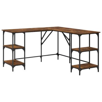 vidaXL Schreibtisch Räuchereiche 139x139x75 cm Holzwerkstoff