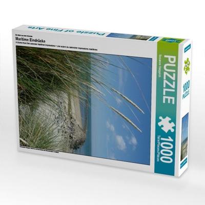 CALVENDO Puzzle Blühender Strandhafer und Blick auf eine Buhne | 1000 Teile Lege-Größe 64x48cm Foto-Puzzle für glückliche Stunden