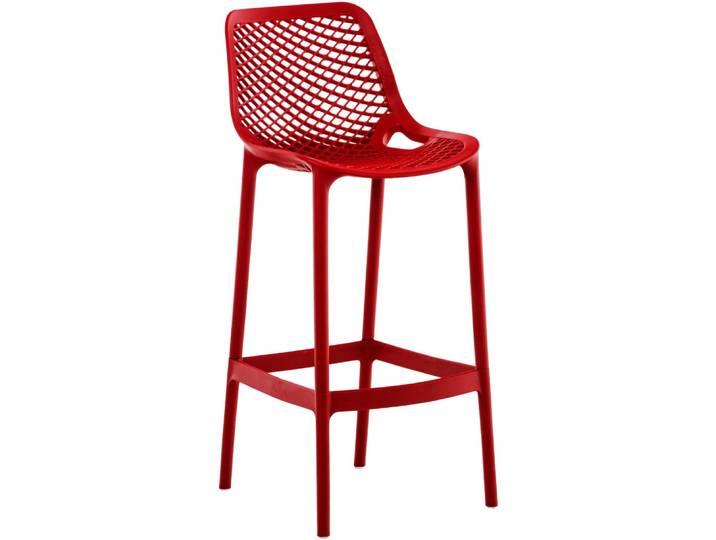 Tabouret de bar d'extérieur avec repose-pieds kunstharz rouge