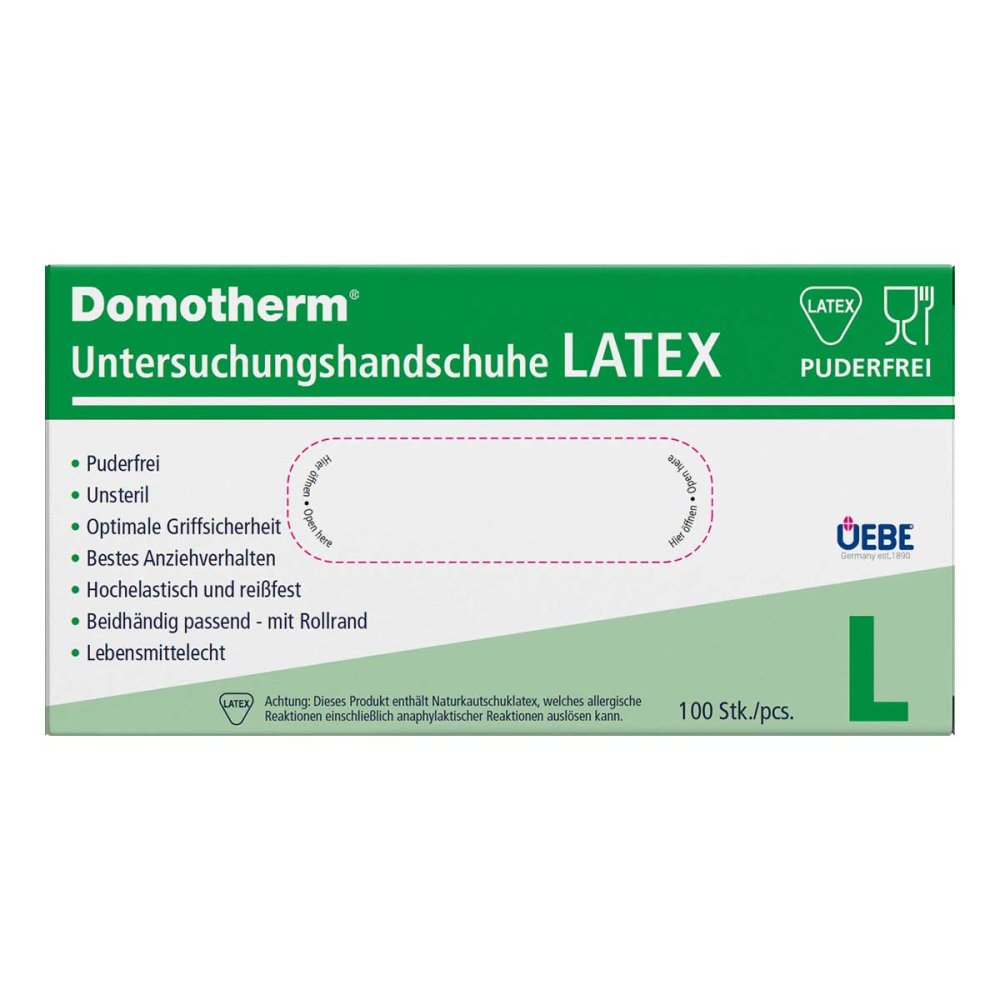 Uebe Medical GmbH Domotherm Untersuchungshandschuhe Latex Unsteril Puderfrei L Bla 17247704