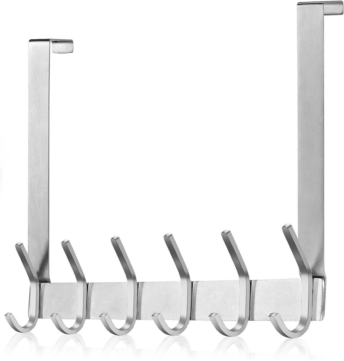 Zilveren deurkapstok met haken en organizer voor extra opbergruimte, dikte: 2,1 cm