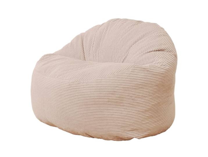 Pouf velours côtelé épais 100cm blanc cassé