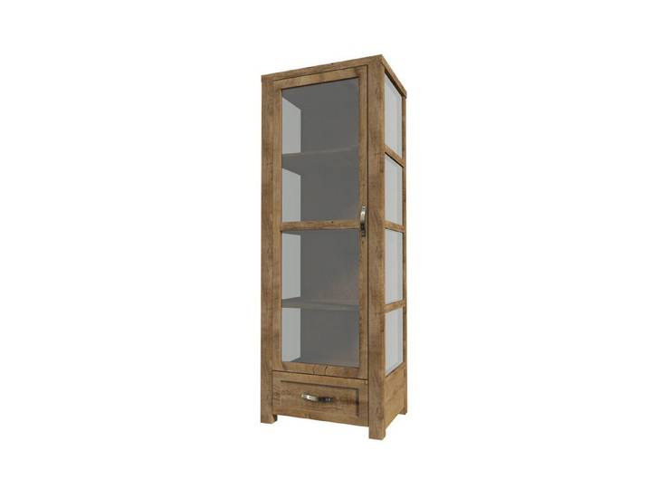 Xlmoebel Vitrine Vitrinenschrank Holzbeige mit Glastür und goldenen Griffen (1-St., Vitrinenschrank) Made in Europa
