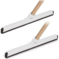 Novaliv 2X Wasserabzieher Boden mit Holzstiel Kunststoff 43cm Wasserschieber Dusche Bodenabzieher Gummiabzieher Auto Fenster Pool Badabzieher Dusche XXL breit Fliesen Wasserabzieher Terasse Boden