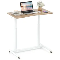 Helloshop26 - Höhenverstellbarer Stehschreibtisch 95 x 52 x 70–106 cm optimale Mobilität kompaktes Design aus naturbelassenem MDF 20_0010925