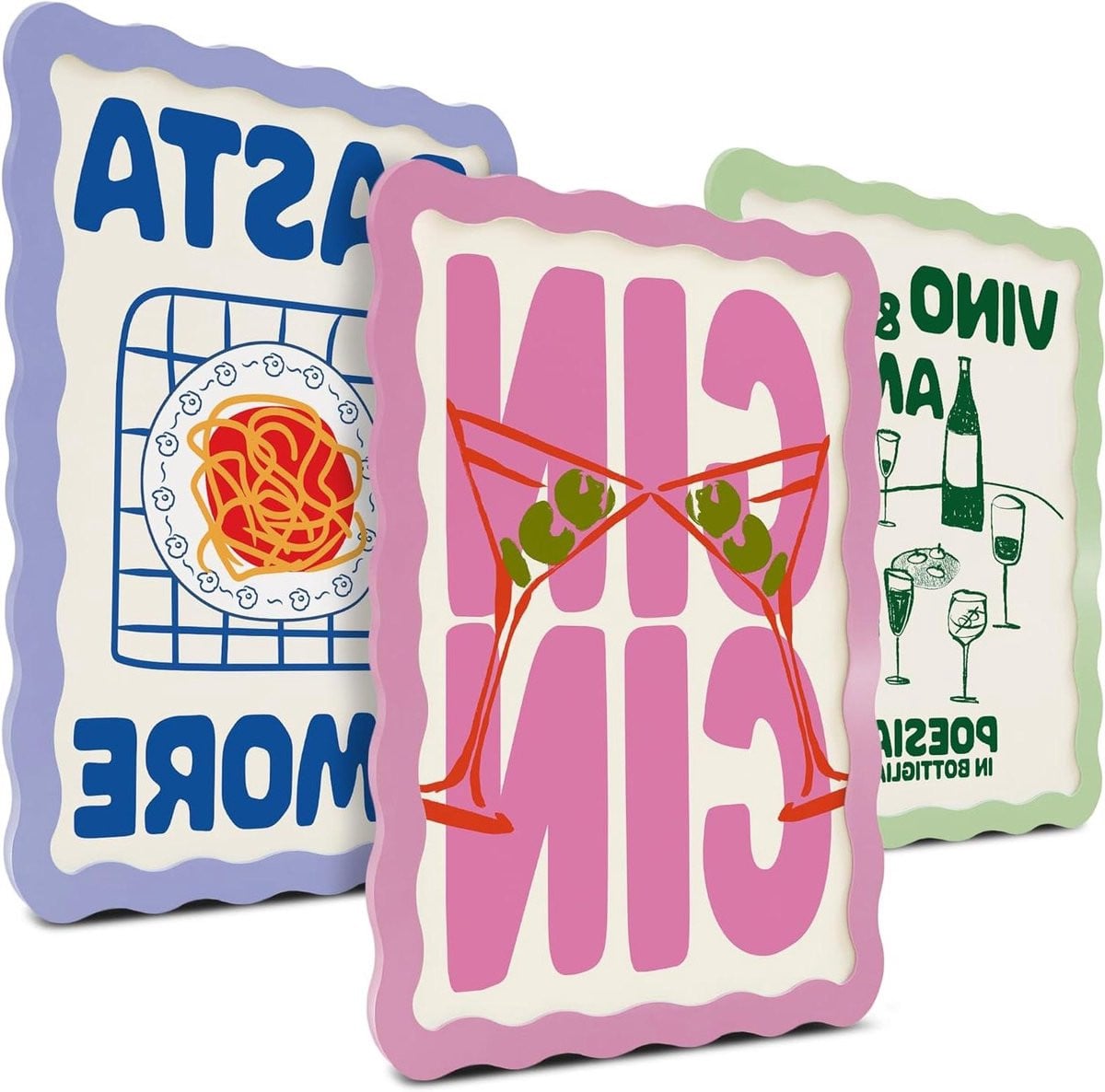 Keuken Poster Set Cin Amore - 3x A4 Wanddecoratie voor de Keuken