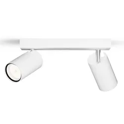 Philips 2er Idris Decken-/Wandspot in Weiß IP44 - Badezimmer geeignet, dimmbar mit 2 x GU10 Fassung