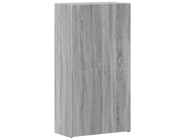 HBBMGYD Ordner aus Holz, grau, Sonoma, 60 x 32 x 115 cm, mit Einlegeböden Robustes Holz mit Schutztür, Wandbefestigung inklusive, schlichtes Design, optimale Organisation