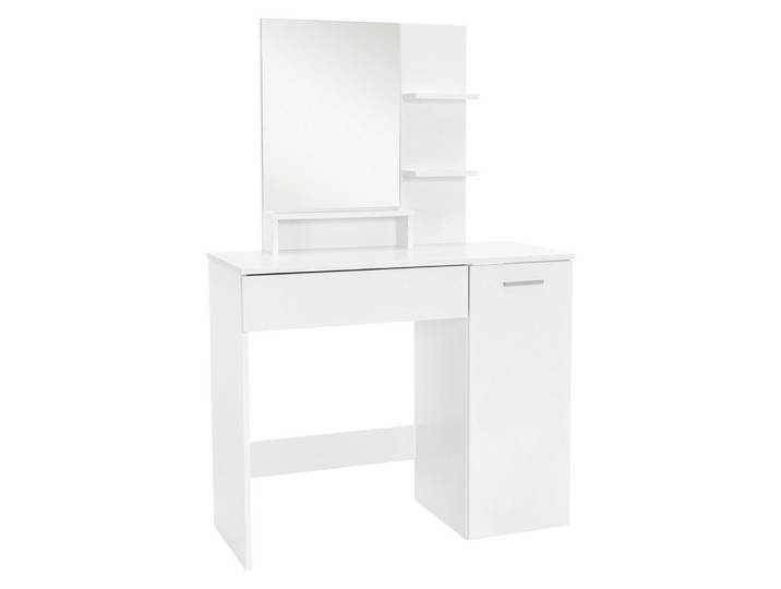 ML-DESIGN Schminktisch Frisierkommode aus MDF Holz mit Spiegel Make-up Tisch, Kosmetiktisch Weiß + Hocker Modern Schminkkommode Frisiertisch