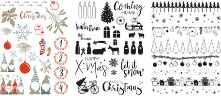 Transfer Rub on 3D "Christmas", 3 Bogen