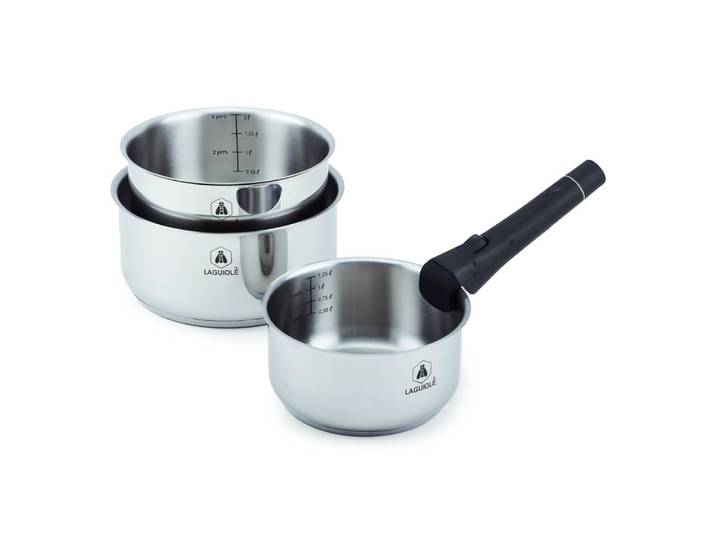 Set de 3 casseroles inox amovible 16/18/20cm