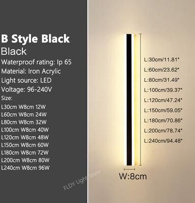 Modern Harvest Tools & Trends Minimalist Wall Lamps Line Light, Long Strip Outdoor Garden Wall Lamp For Villa Background Decoration b Style Black neutral No Remote l80cm