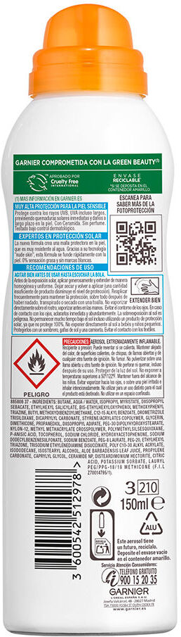 Garnier Sensitive Advanced bruma protectora SPF50+ 150 ml
