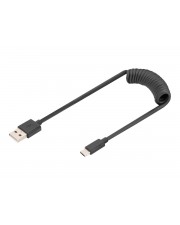 DIGITUS Spiralkabel USB-A->USB-C 1m schwarz Digital/Daten 1 m (AK-300430-006-S)