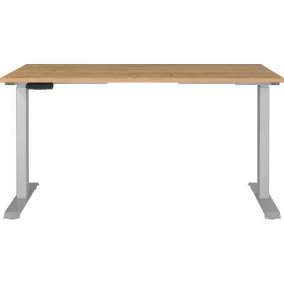 Schreibtisch GERMANIA "Jet, elektrisch höhenverstellbar", beige (grandson, eiche, nachbildung, silber, silber, grandson, eiche, nachbildung), B:140cm H:72cm T:80cm, Tische, Schreibtisch, Höhe 72-120 cm, elektrisch höhenverstellbar, Memory-Funktion,...