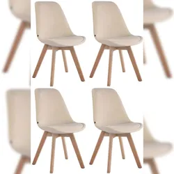 CLP 4er Set Besucherstühle Borneo Samt creme/natura