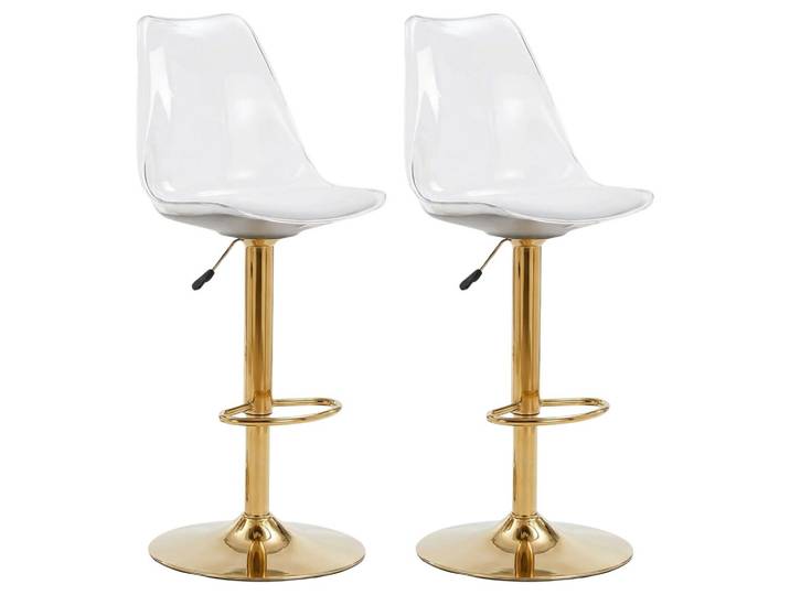 BARHOCKER 2er Set in Transparent & Gold 360° Drehung