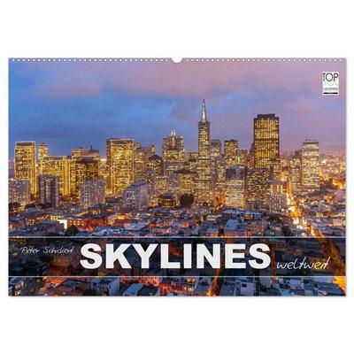 Skylines weltweit (Wandkalender 2026 DIN A2 quer), CALVENDO Monatskalender