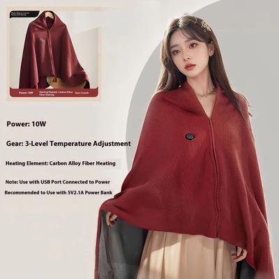 Inspired Finds Wearable USB Electric Heated Shawl Blanket For Women And Daily Comfort red